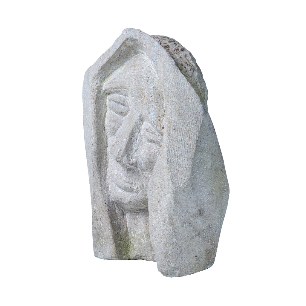 Italian Mid-Century Carved Stone Face of Jesus