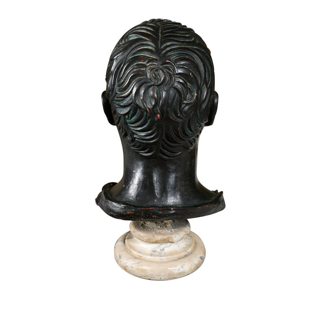 Terra Cotta Sculpture of Classical Face on Marble Base