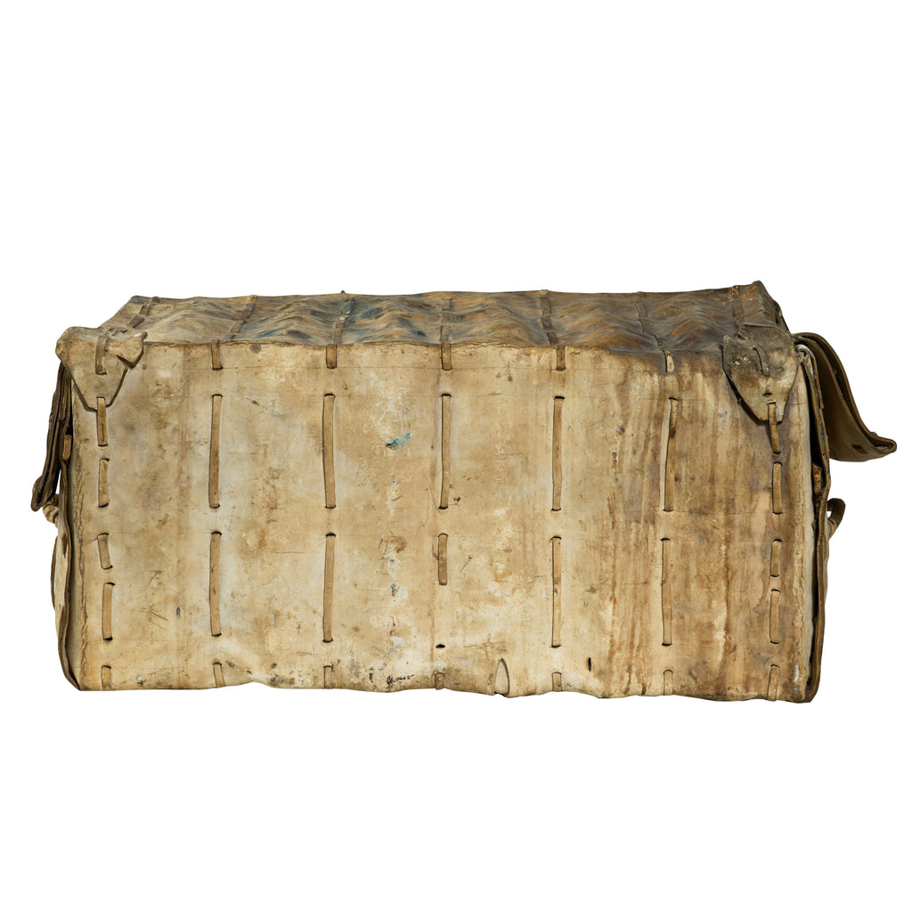 Large Hide Trunk with Decorative Stitching