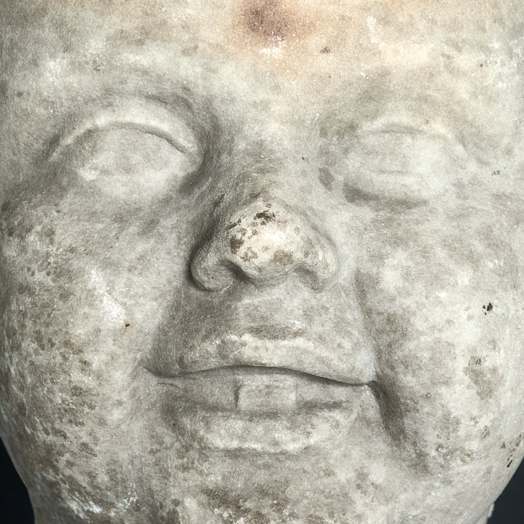 Carrara Marble Statue Fragment of Happy Young Man