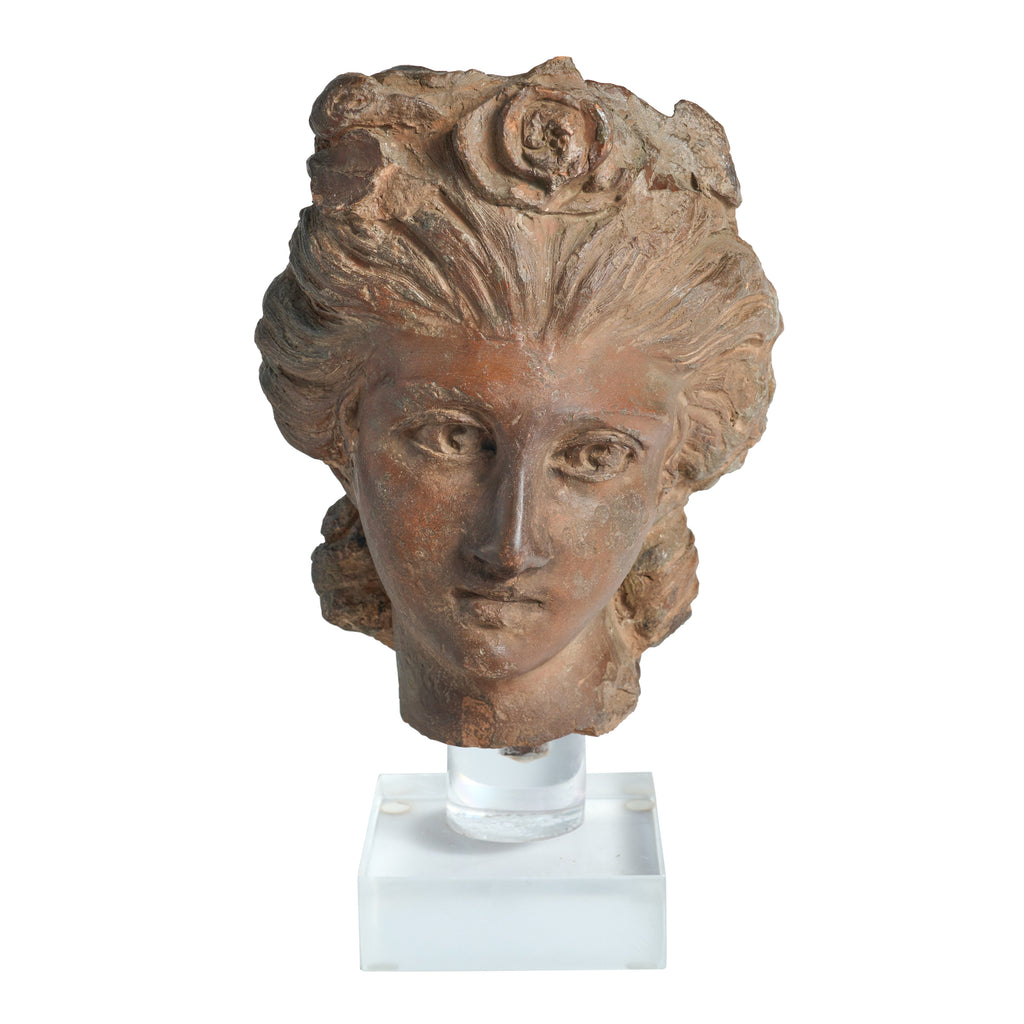Terra Cotta Statue Fragment Depicting a Classic Woman's Head