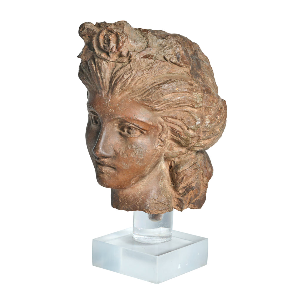 Terra Cotta Statue Fragment Depicting a Classic Woman's Head