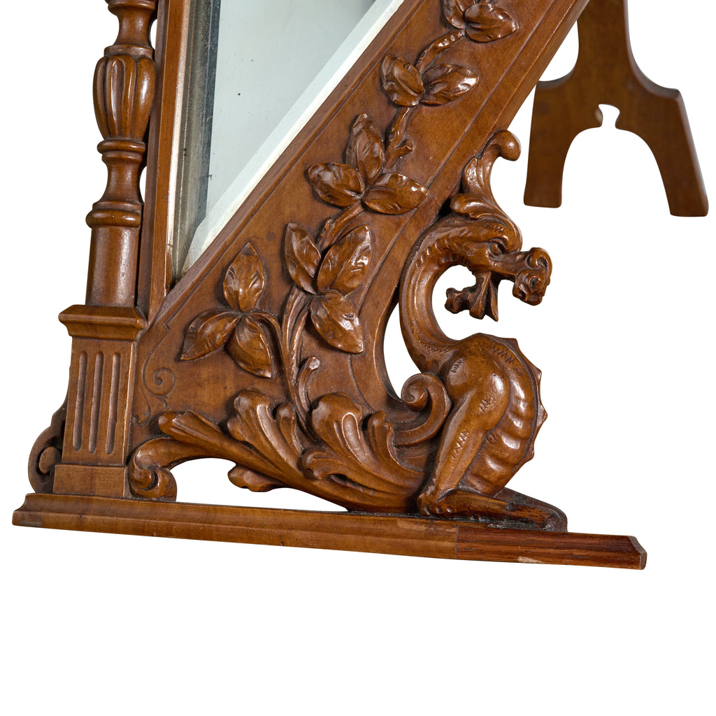 Heavily Carved Fantasy Mirror with Griffin