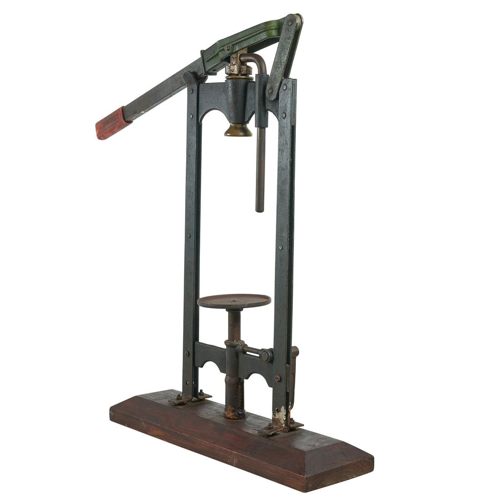 Wrought Iron Cork Press with Wood Base