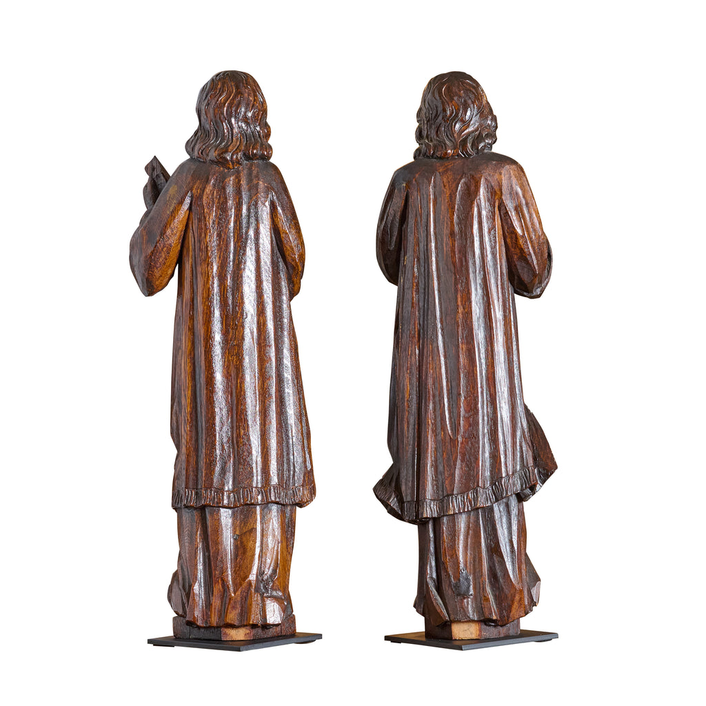Pair of Carved Oak Musicians