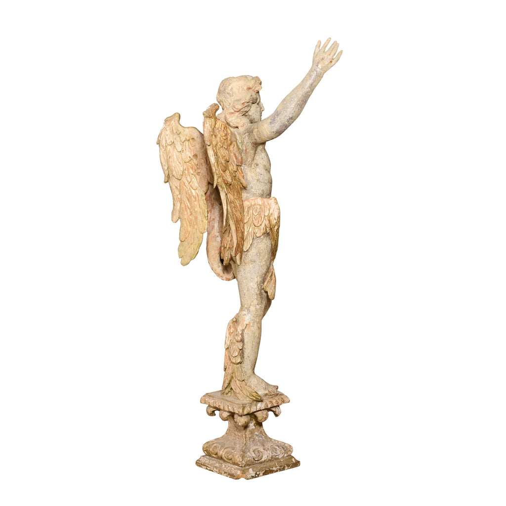 Group of Four Carved Wood / Gesso Winged Angels