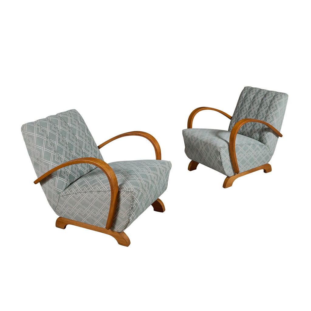 Pair of Mid Century Bentwood and Upholstery Chairs