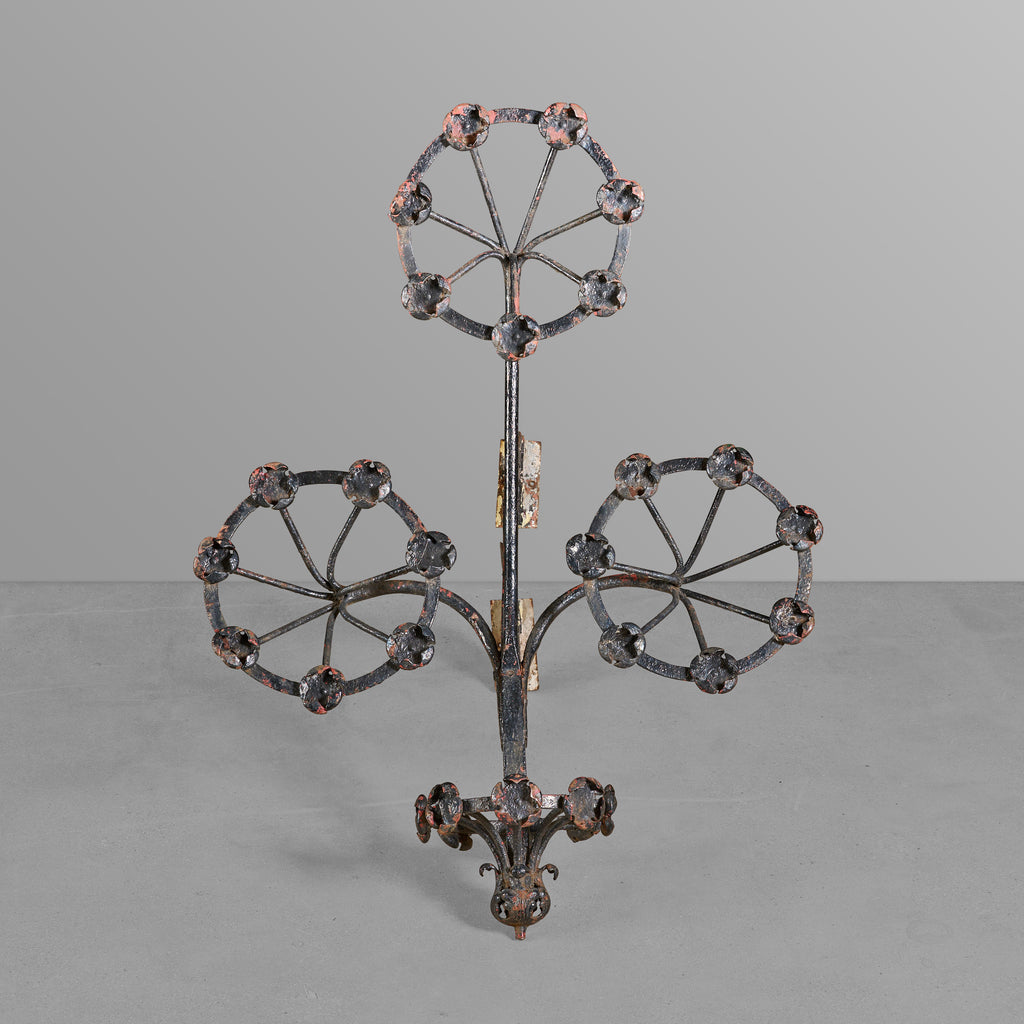 Wrought Iron Wall Mounted "Four Flower" Facade Ornament