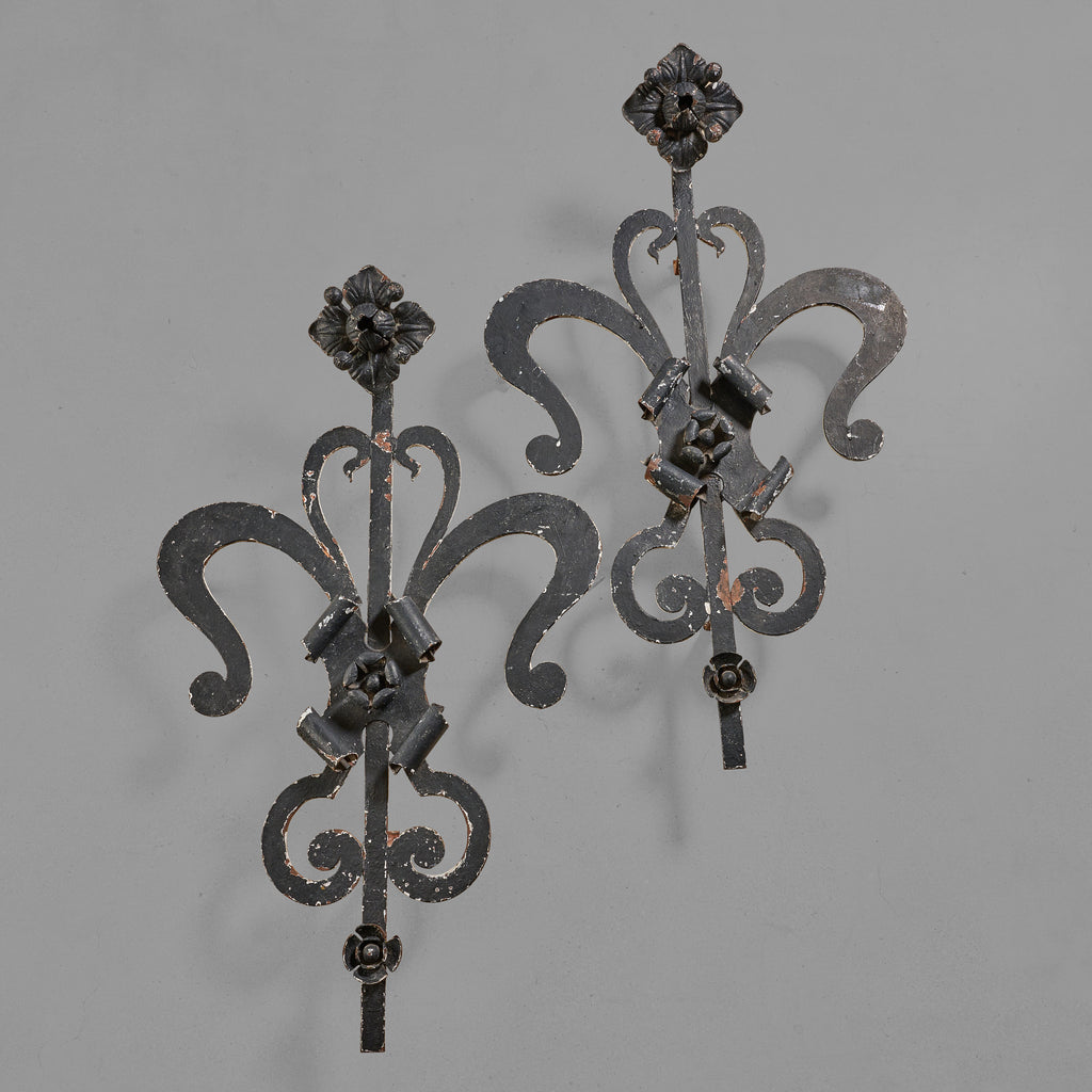 Pair of Wrought Iron Decorative Facade Ornaments