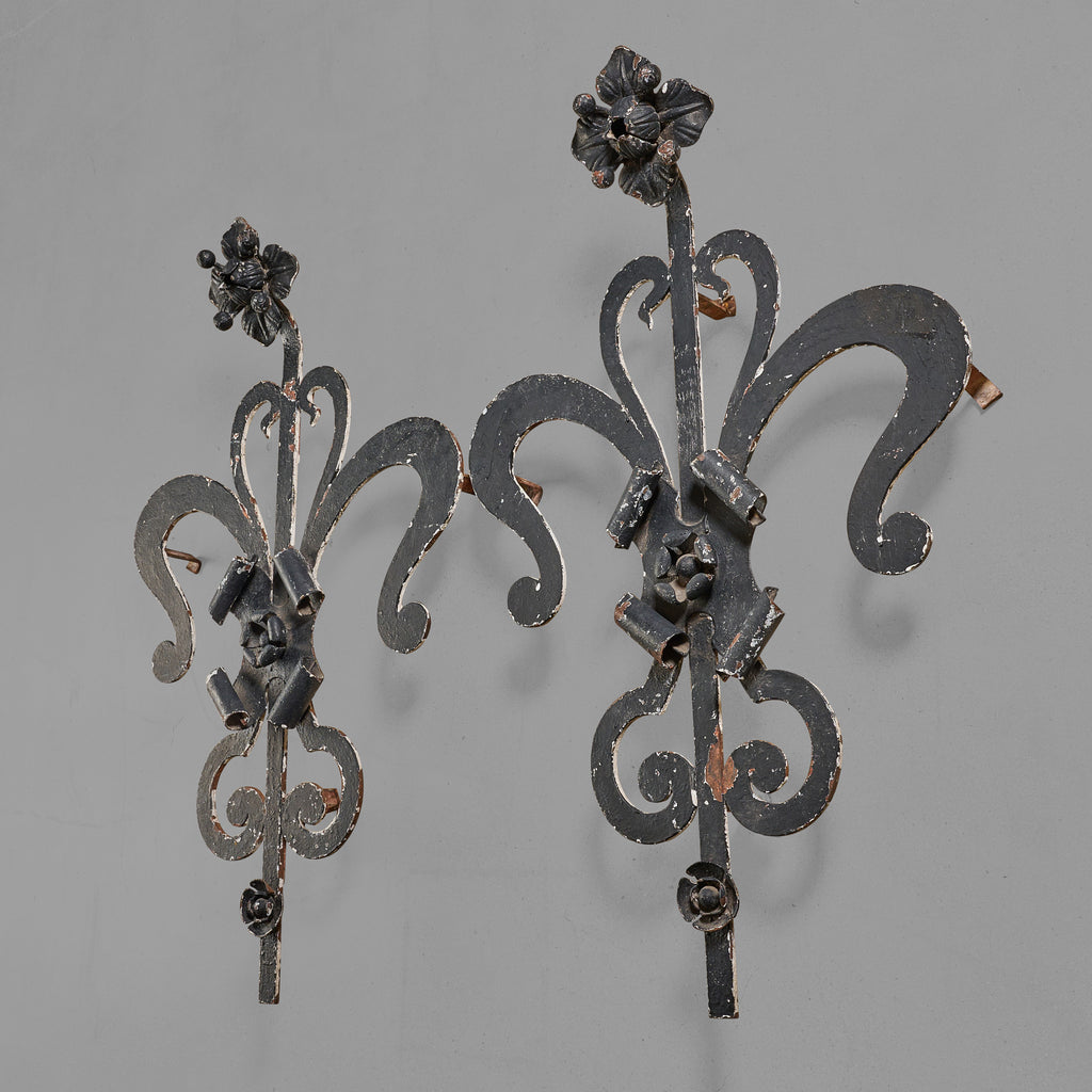 Pair of Wrought Iron Decorative Facade Ornaments
