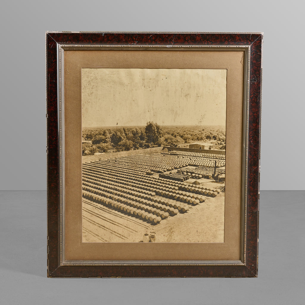Framed Photograph of Wine Barrels