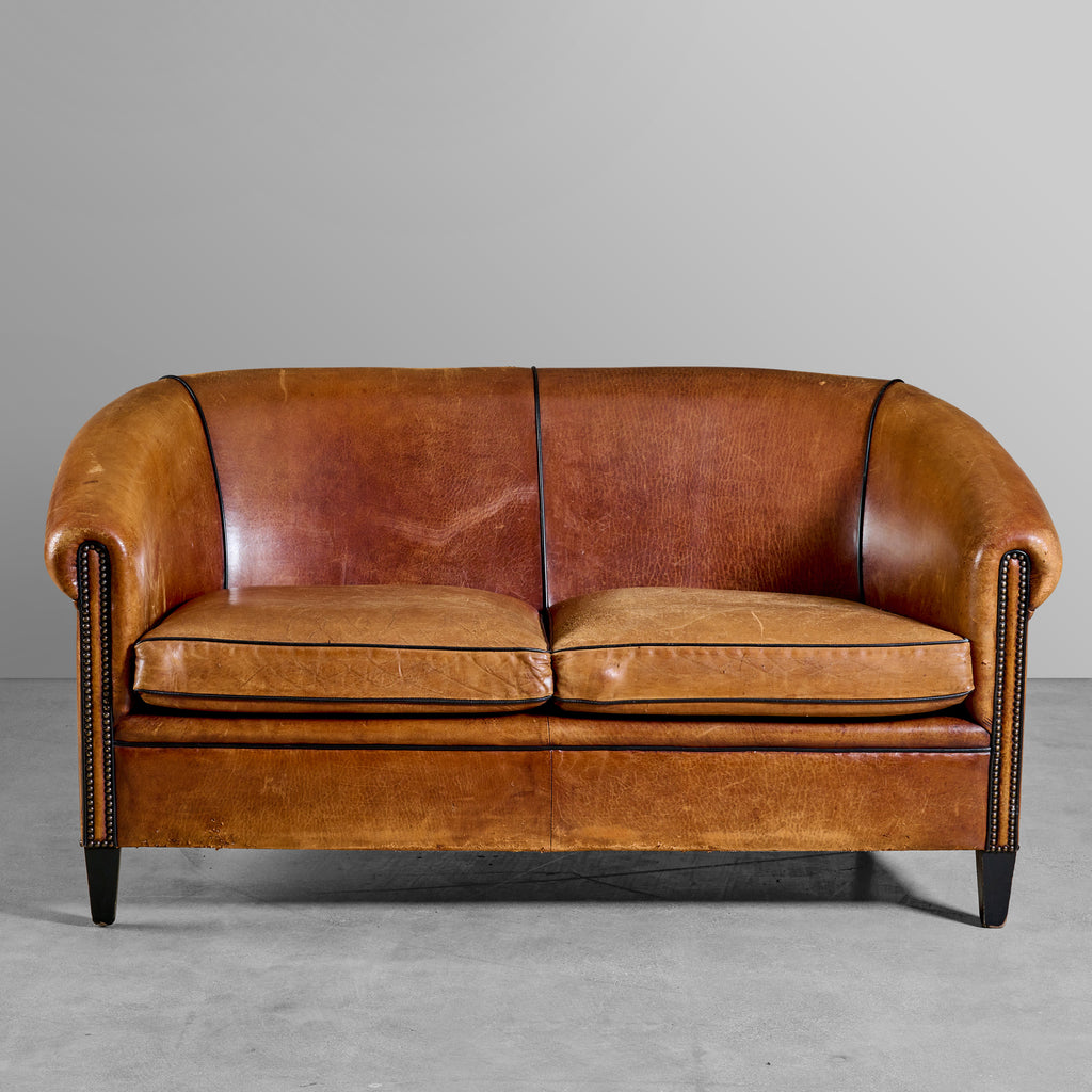 Leather Club Style Sofa