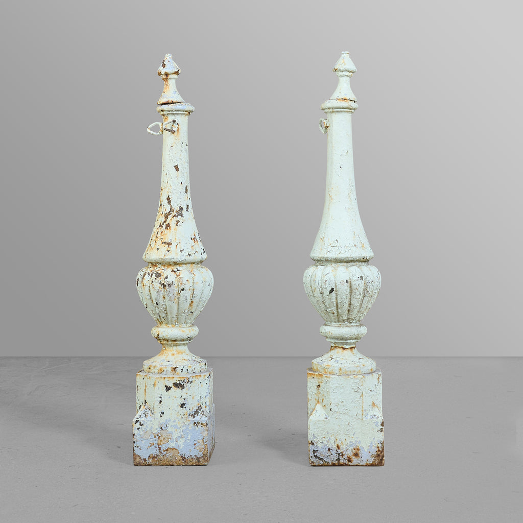 Pair of cast iron newel posts or finials