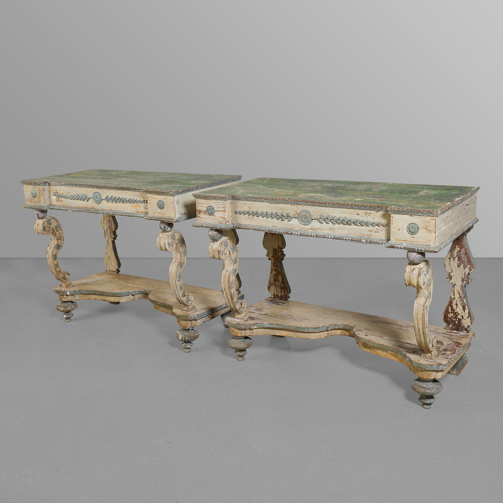 Pair of Faux Painted Console Tables